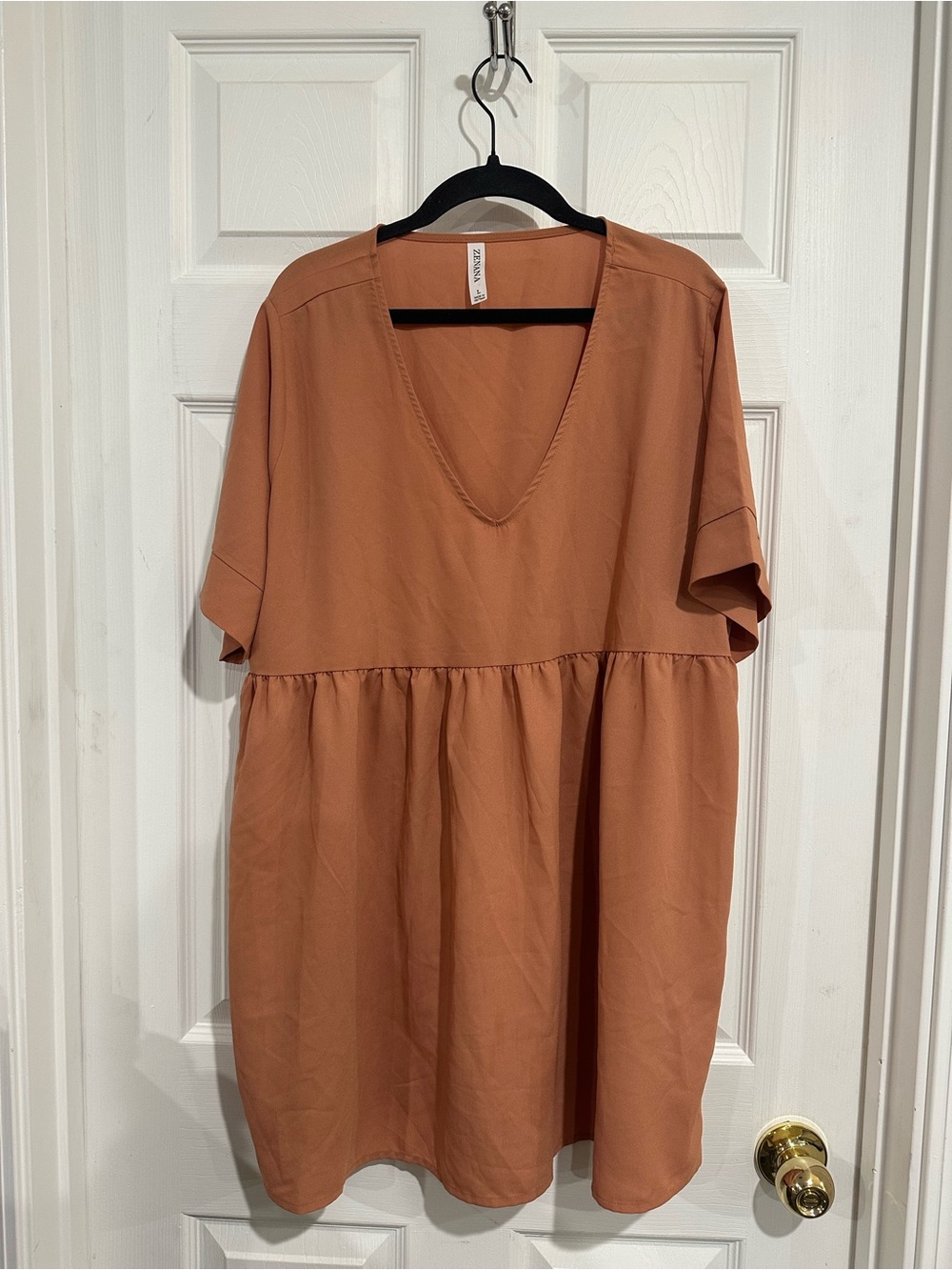 Zenana Orange V-Neck Babydoll Tunic